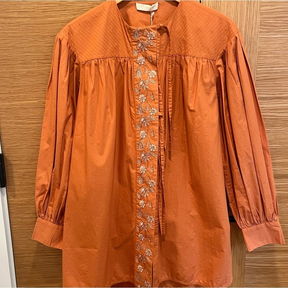 ULLA JOHNSON | SCARLETTE TUNIC TOP | Size 2 | NWT | Orange - Picture 4 of 16